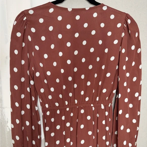 River Island Rust Brown & White Polka Dot Midi Dress - Picture 10 of 10